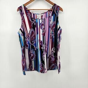 Roaman's Women's 16W Sleeveless Tank Camisole Multi-Color Paisley